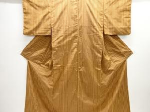 縞織り出し手織り紬着物